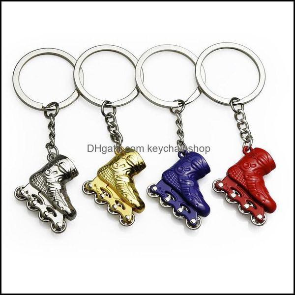 Porte-clés Accessoires de mode Cadeau créatif Dessin animé Patin à glace Patins à roulettes Porte-clés en métal Pendentif Patinoire Cadeaux promotionnels Mticolor Drop Deli