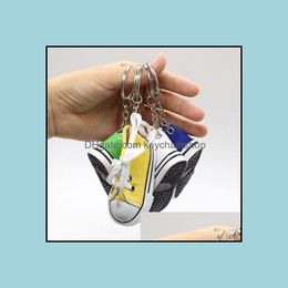 Keychains Fashion Accessoires Creative Key Ring Chain Mini Canvas Shoes Sneaker Tennis Keychain Simation Sport Funny Keyring hanger cadeau LX