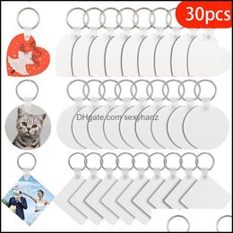 Porte-clés Accessoires de mode DIY Sublimation Blank Porte-clés Craft Single Side Imprimé REC Transfert de chaleur Porte-clés Porte-clés pour PR DHFE4