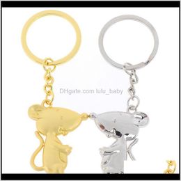 Porte-clés Accessoires de mode Drop Livraison 2021 Exquis Mignon Année Porte-clés Dessin Animé Souris Porte-clés Ancien Sier Couleur Rat Porte-clés Cadeau Pour