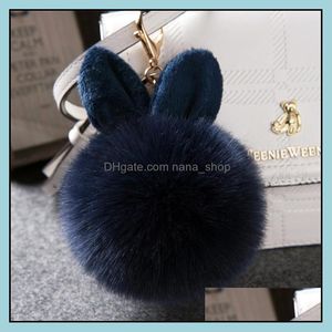 Portachiavi Accessori moda Portachiavi con pom in pelliccia Portachiavi con palla di coniglio finta Porte Clef Pompon De Fourrure Borsa con pompon Charms Bunny Ke280k