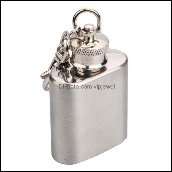 Porte-clés Accessoires de mode Bouteille de vin en acier inoxydable 1oz Mini Flacon de hanche Porte-clés pour hommes femmes Juif Dhanh