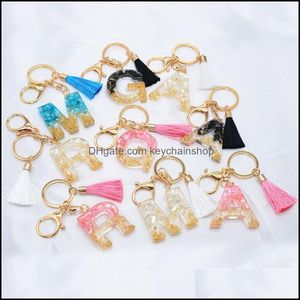 Keychains Fashion Accessories Tassel Letter Keychain Trendy Creative Colorf 9 Engelse letters Initi￫le hars handtas Keyring voor vrouwen cadeau D D