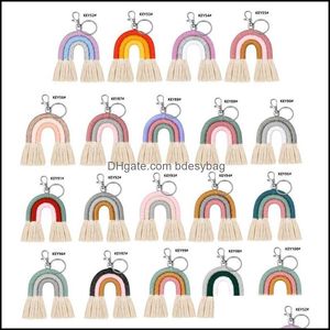 Porte-clés Accessoires De Mode Tissage Arc-En-Clé Porte-clés Pour Femmes À La Main Porte-clés Porte-clés Rame Sac Charme Voiture Suspendus Bijoux Décoration A