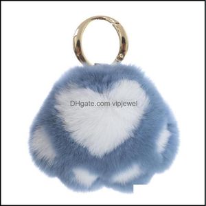 Keychains Accessoires de mode Femmes Girls Gift Rabbit Fur Cat Claw mignon Clé Key Pendant sac Keychain Drop Livrot 2021 RY4TN