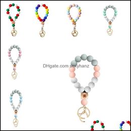 Porte-clés Accessoires de mode 7 Style Sile Perle Bracelet Party Favor Hêtre Gland Porte-clés Pendentif Bracelets Dames Bijoux Gwa10355 Drop Deli