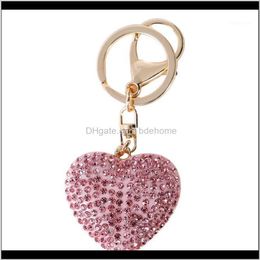 Keychains Fashion Aessories Drop levering 2021 Love Heart Keychain Charms For Bag Car Sieraden Crystal Rhinestone Beads Key Ring Handtas Hangi