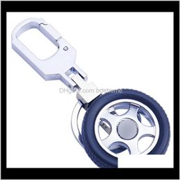 Keychains Fashion Aessories Drop entrega 2021 mini lindo neumático rotativo Personalidad personalidad Creative Classic Car Key Ring Holde