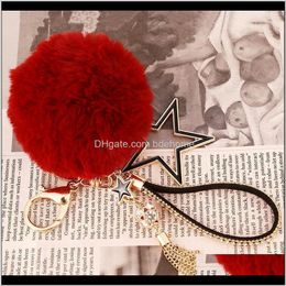 Keychains Fashion Aessories Drop Delivery 2021 Creatieve vijfpuntige Star Tassel Chain Flower Keychain Bag Pendant Car Key Chains Ring Jewelr