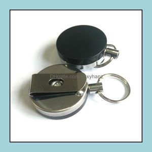Porte-clés Accessoires de mode Porte-badge de carte en métal rétractable Porte-badge en acier Anneau de ceinture Clip Pl Porte-clés 1OPG Boucle de recherche GWF10950 Drop de
