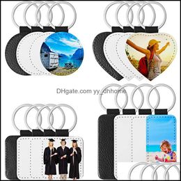 Porte-clés Mode Aessoriesporte-clés 16 Pièces Ébauches de Sublimation Porte-clés Cuir Pu Transfert de Chaleur Porte-clés Porte-clés Bricolage Artisanat Drop Delivery