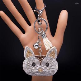 Keychains Fashion Animal Head Keyring Holder Alloy Crystal Migne Keychain Women Girl Backpack Car Bijoux Gift Llaveros