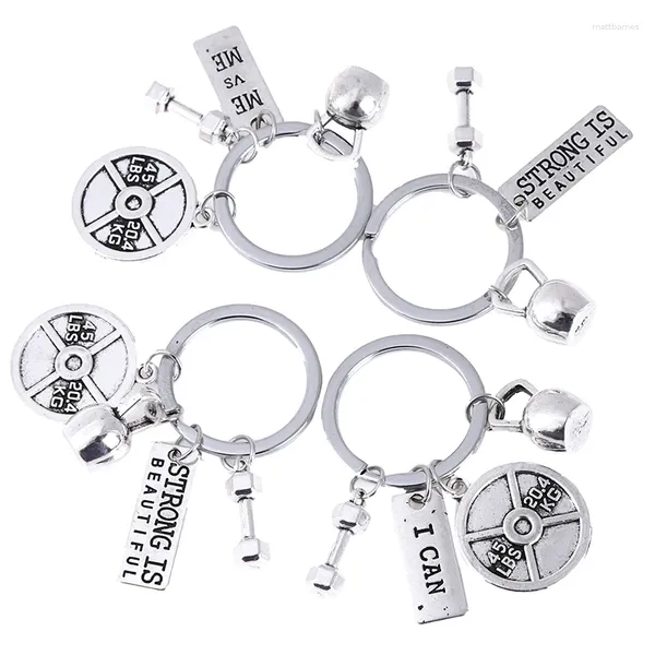 Keychains Fashion Barbell Dumbbell Fitness Gym Pendre Keychain Pendentif Keyrings Sport Accessoires
