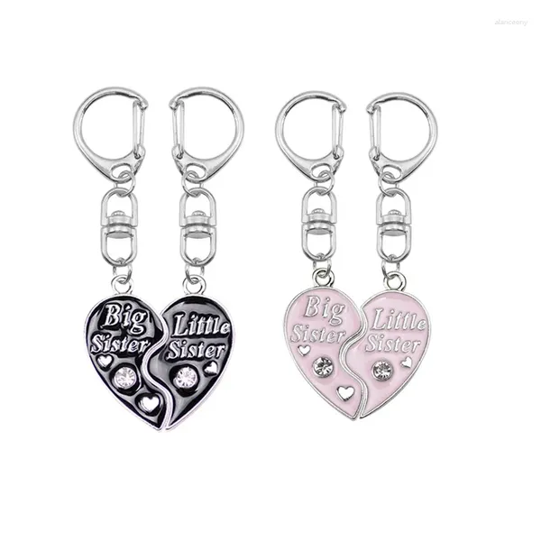 Porte-clés Mode Big Sis Lil Porte-clés pour Grils Mignon Coeur Lettre Sac À Dos Pendentif Accessoires De Voiture Bijoux Cadeau D'anniversaire