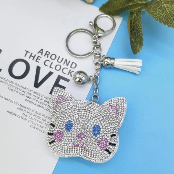 Llaveros Moda Dibujos animados Gato Cristal Rhinestone Llaveros Llaveros Anillos Titular Monedero Bolsa para Coche Encantador