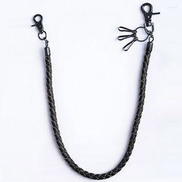 Keychains Fashion Casual Black Rope Cuir Taist Chain Gallet adapté au cadeau accessoire punk à cyclisme masculin