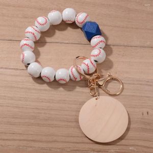 Porte-clés de baseball à breloques à la mode, pour clés, perles en bois, Bracelet, accessoires pour femmes, bijoux multicolores, cadeaux