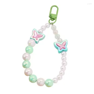 Porte-clés Mode Coloré Bow Noeud Perlé Porte-clés Perle Acrylique Animal Rond Sac De Voiture Accessoires Pour Femmes Cadeaux De Fête D'anniversaire