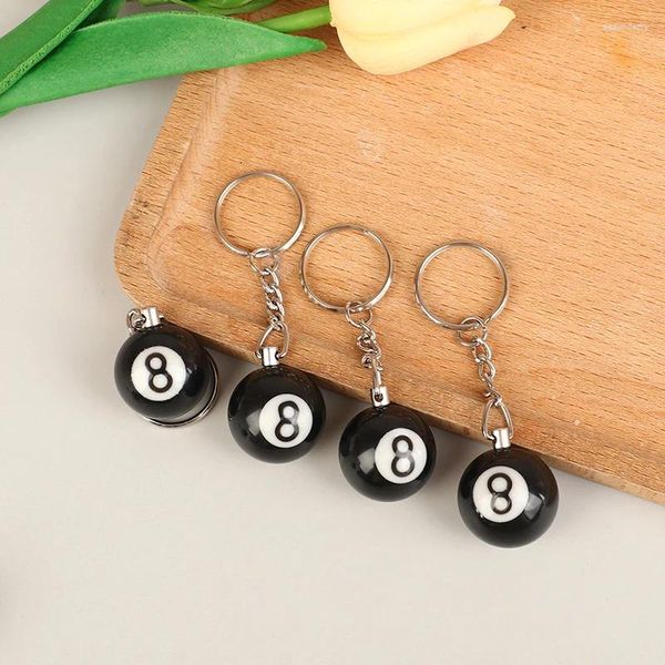 Keychains Fashion Creative Billiard Pool Table Ball Ball Ball Ring Lucky Black No.8 Cadena 25 mm Regalo de joyería de resina