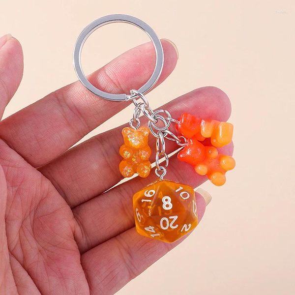 Llaveros moda lindo oso colorido dados encantos llaveros regalo de recuerdo para llave de coche bolso colgantes cadenas accesorio