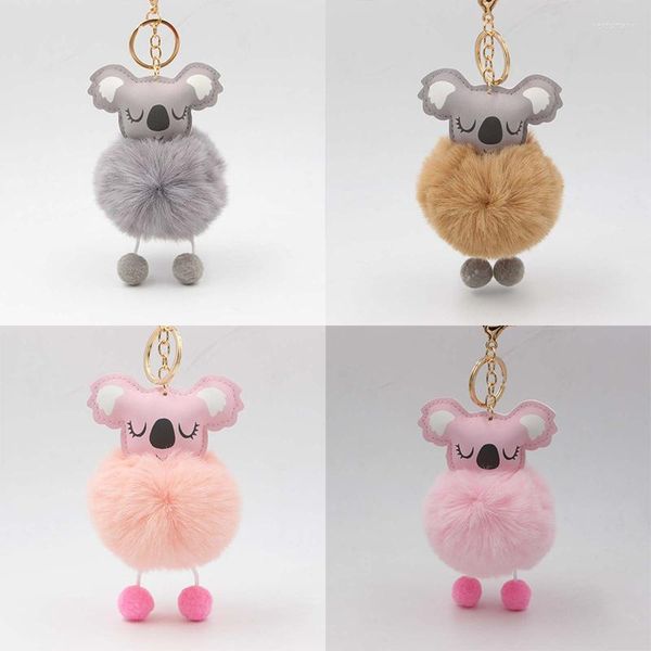 Llaveros de moda Linda bola de piel Koala llavero bolso monedero mullido llavero bolsa coche titular Pom cadena joyería regalo Accesorios