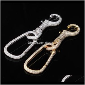 Keychains Fashion Drop Delivery 2021 Luxe designer sieraden Keychain Iced Out Bling Diamond Chain Hip Hop Key Ring Men Accessoires Gold Sier