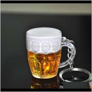 Keychains Fashion Drop Levering 2021 Women Men Hars Beer Cups Simulatie Voedsel Handwerkketen voor autobas Key Ringen Hangerse sieraden Aessori