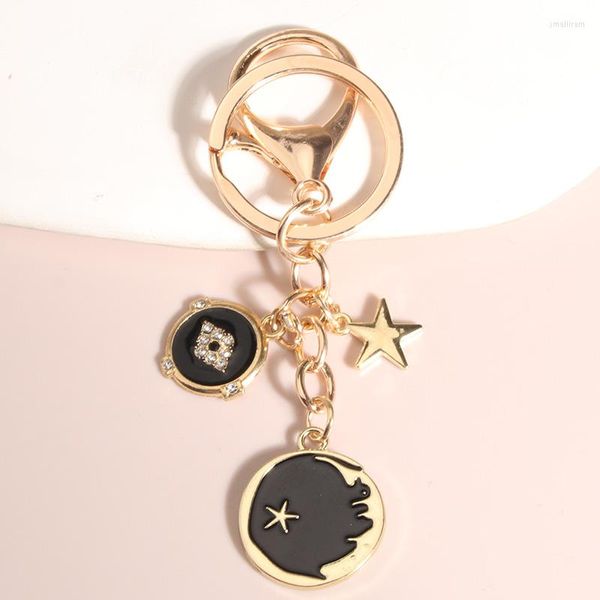 Porte-clés mode émail nuit noir ciel étoile porte-clés amitié pour femmes hommes ami bon cadeau bijoux faits à la main