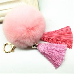 Keychains Fashion Fake Fur Ball Key Chain Porte Clef Pompom de FourRure Fluffy Bag Charmas Keychain llavero