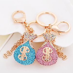 Porte-clés mode plein cristal Dollar sac porte-clés Long gland symbole chaîne porte-clés vêtements de luxe bijoux Z140