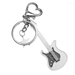 Keychains Fashion Guitar Key Chain Metal Cute Musical Car Ring Silver Color Pendant For Man Women Party Gift