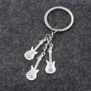 Keychains Fashion Guitar Keychain Metal Alloy Chain Key Migne Musical Car Ring Aantitique Silver Color Charms For Man Women Party Gift