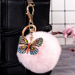 Portachiavi Fashion Hairy Keychain Portachiavi Blingbling Strass Farfalla Portachiavi A207