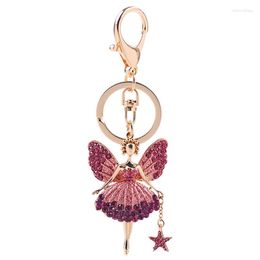 Porte-clés bijoux de mode ange danse cristal porte-clés exquis Ballet fille porte-clés voiture sac pendentif pour femmes petite amie cadeau bibelot