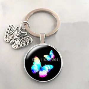 Porte-clés bijoux de mode pendentif en verre alliage porte-clés créatif motif papillon cadeau unique