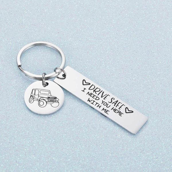 Porte-clés mode porte-clés lecteur sûr j'ai besoin de toi ici avec moi porte-clés en acier inoxydable pour Couples bijoux cadeau porte-clés