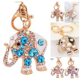 Keychains Fashion Keychain Keyring Blingbling Rhinestone Elephant Key Chain Ring A236KeyChains