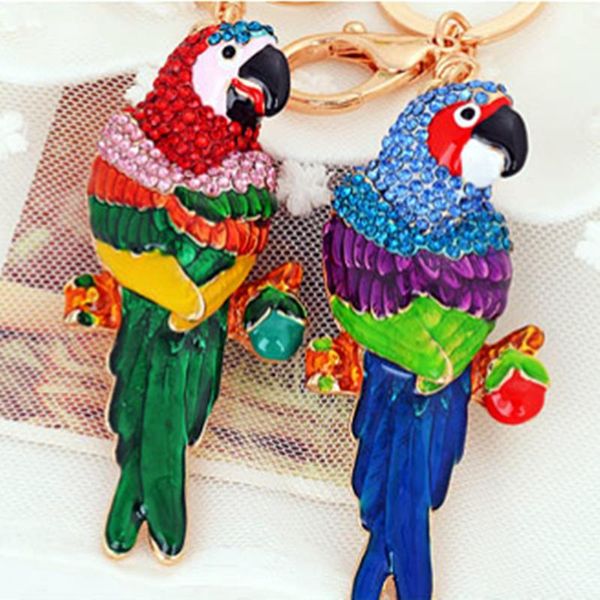 Llaveros Llavero de moda Llavero Blingbling Rhinestone Parrot Llavero Anillo A209Keychains