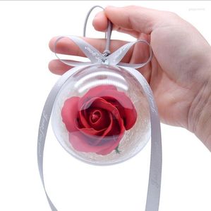 Porte-clés mode porte-clés Rose femmes sac pendentif bijoux Unique Transparent fleur boule porte-clés voiture éternelle