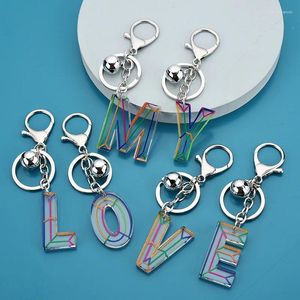Porte-clés mode lettre porte-clés à la mode créatif coloré 26 anglais initial résine sac à main porte-clés accessoires pour les femmes