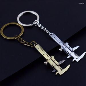 Keychains Fashion Mens Car Keychain Mini Vernier Caliper Portable Mesury Guging Turbo Key Chain Ring Ruler