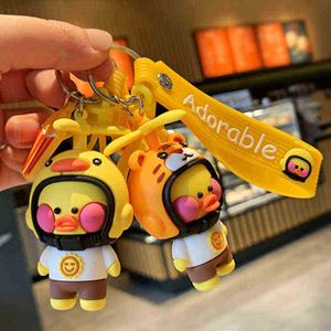 Keychains Fashion Metal Cartoon Cute Little Yellow Duck Keychain Creative Small Gift mobiele telefoon Backpack Car Pendant Fun Keychain T220909