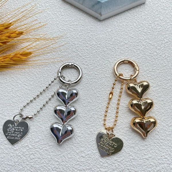 Porte-clés Mode Métal Empilé Amour Coeur Porte-clés Pour Filles Écouteur Cas Pendentif Sac À Dos Accessoires DIY Amitié Porte-clés Cadeaux