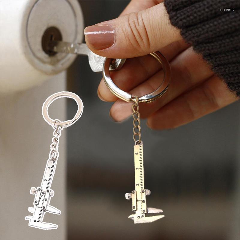 Keychains Fashion Mini Car Keychain Vernier Caliper Portable 0-40mm Measuring Gauging Tools Turbo Key Chain Ring Ruler