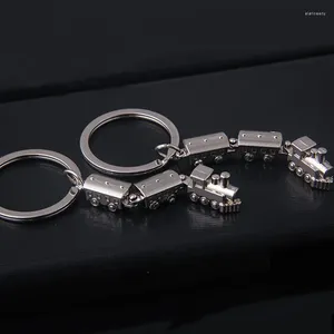 Porte-clés mode mini train modèle alliage métal porte-clés créatif porte-clés voiture pendentif sac charme pour hommes et femmes