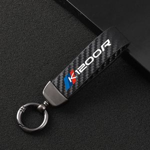 Keychains Fashion Motorcycle Carbon Fiber Leather Touw Keychain Key Ring voor K1200R 2005 2006 2007 2008 Accessoires