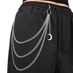 Sleutelhangers Mode Multilayer Chain Body Broek Sleutelhanger Voor Vrouwen Mannen Punk Metal Maan Hanger Jeans Hip Hop