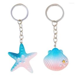 Keychains Fashion Ocean Series Starfish Shell Key Holder Ladies Handtas Mobilephone Hangende trinket Car Decor Keychain Hanger sieraden Miri2