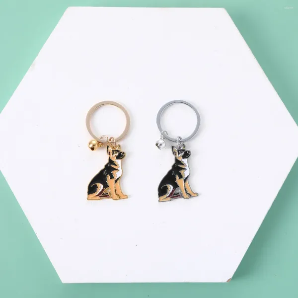 Keychains Fashion Pet allemand berger chien Keychain Gift Pendant Animal Bell Emailling Femme Femmes Belle Jewelry Girls