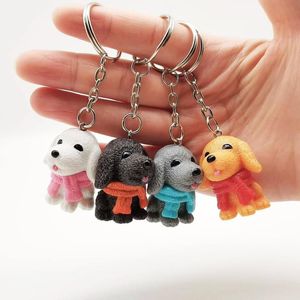 Keychains Fashion Punk Franse Teddy Keychain Resin Dog Key Chains For Women Bag Pendant Jewelry Trinket heren autoringketen